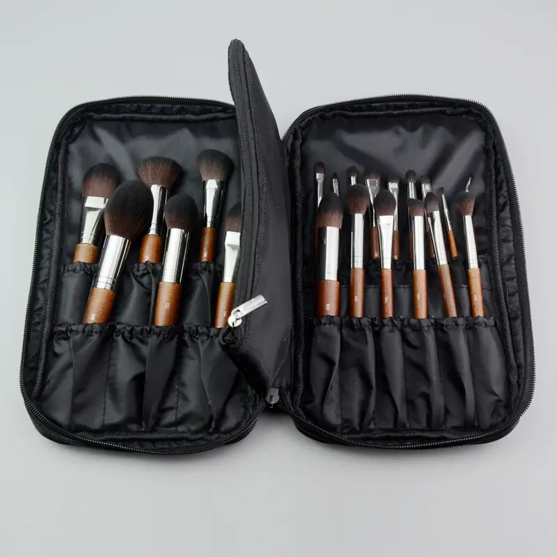 21-Hole Waterproof Makeup Brush Bag Black Canvas — feature 4