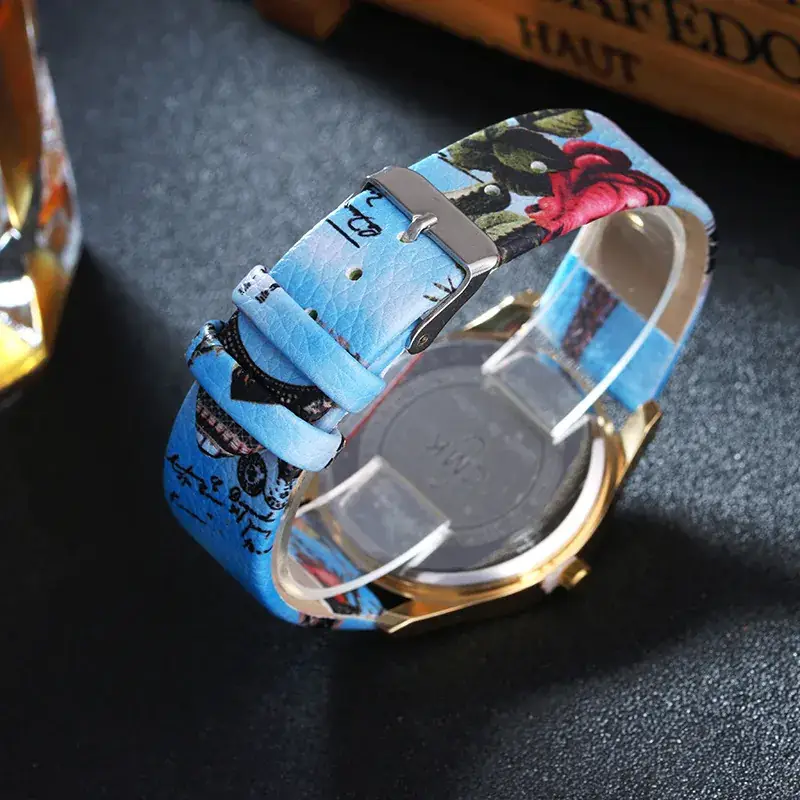Women's Gold Rose Dial Watch with Diamond Strap