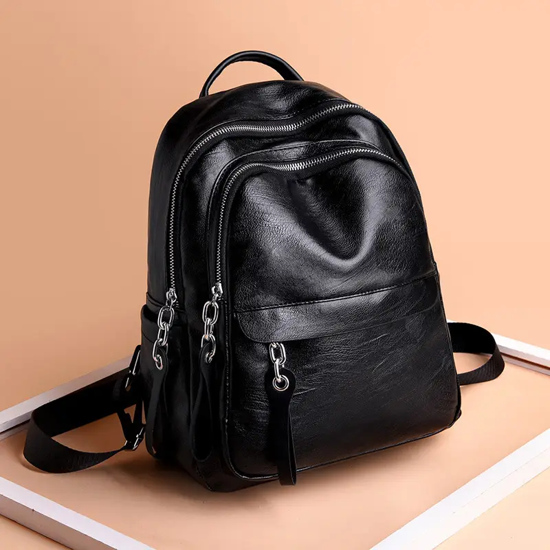 Black Leather Crossbody Backpack for Women 2024 - Image 3