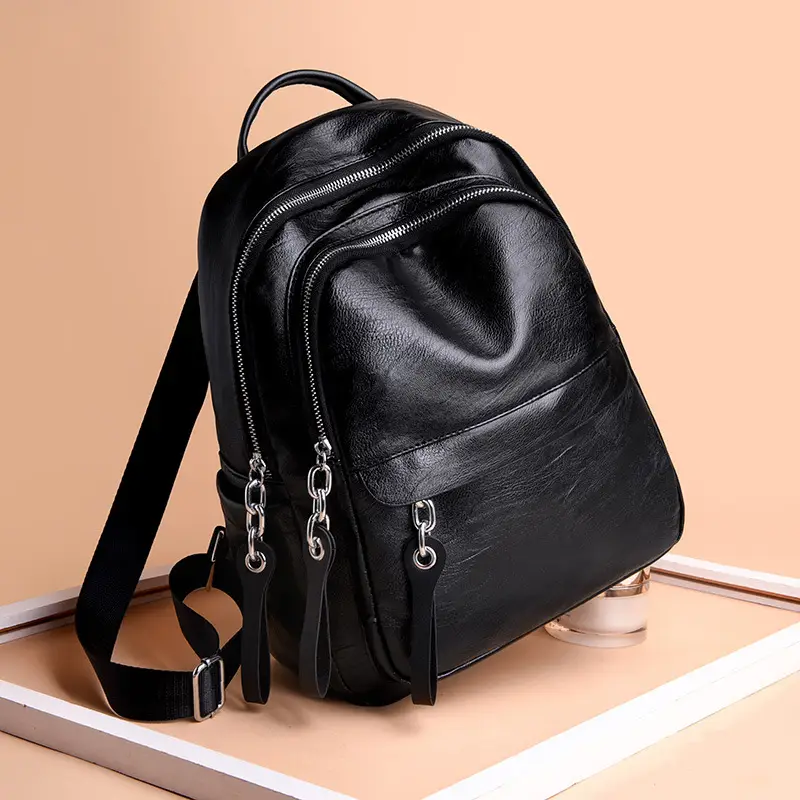 Black Leather Crossbody Backpack for Women 2024 - Image 4