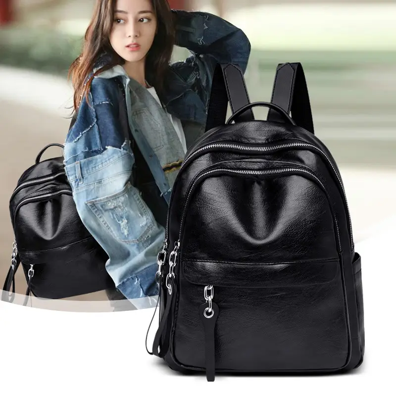 Black Leather Crossbody Backpack for Women 2024 - Image 5
