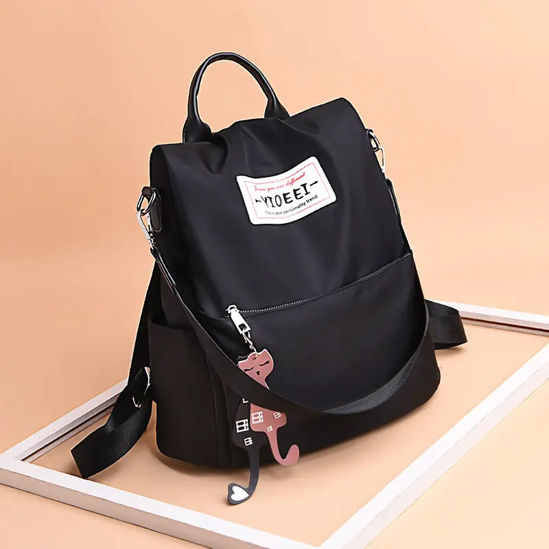 Women Black K-Style Backpack 2024 Trendy Crossbody - Image 8