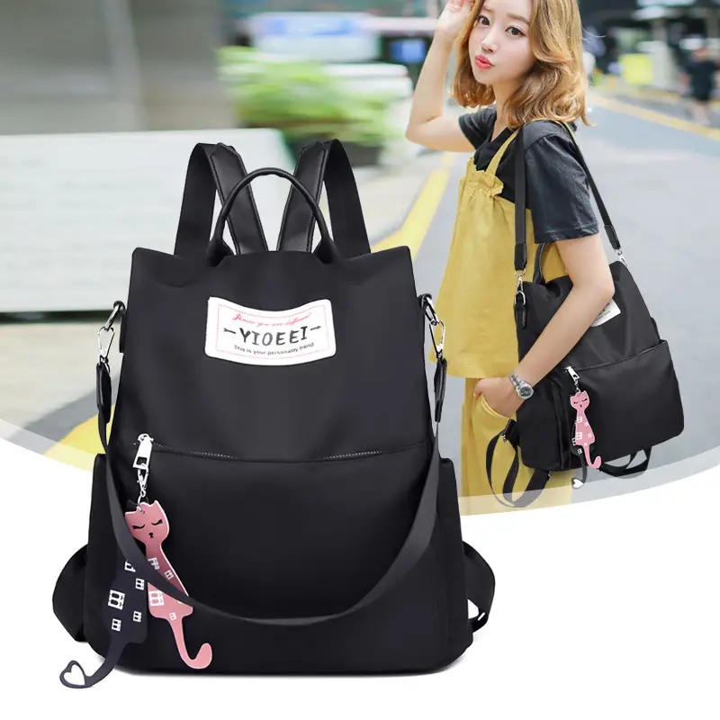 Women Black K-Style Backpack 2024 Trendy Crossbody - Image 9