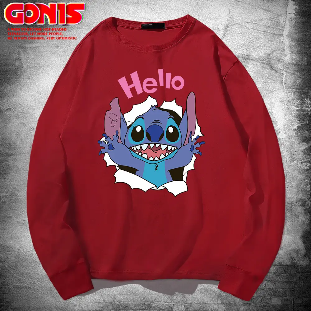 Hello Stitch Long Sleeve T-Shirt Black Cotton - Image 4