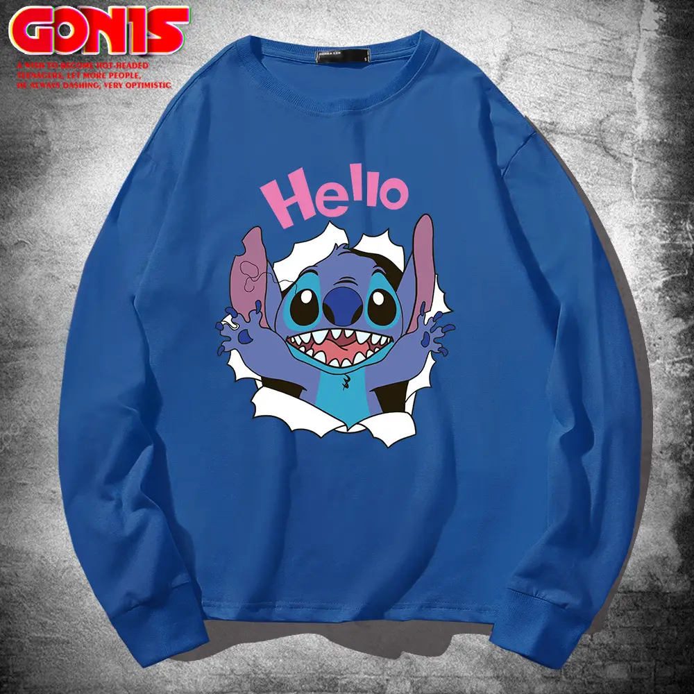 Hello Stitch Long Sleeve T-Shirt Black Cotton - Image 5