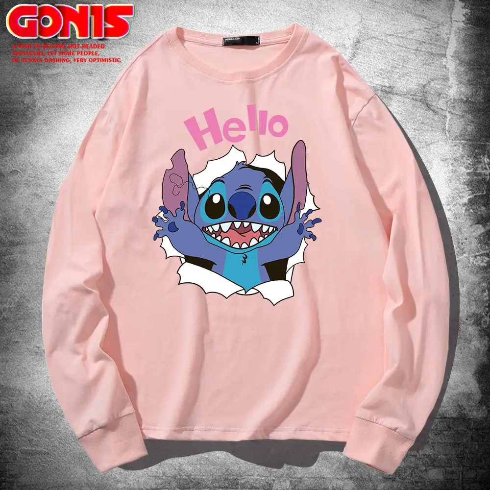 Hello Stitch Long Sleeve T-Shirt Black Cotton - Image 8
