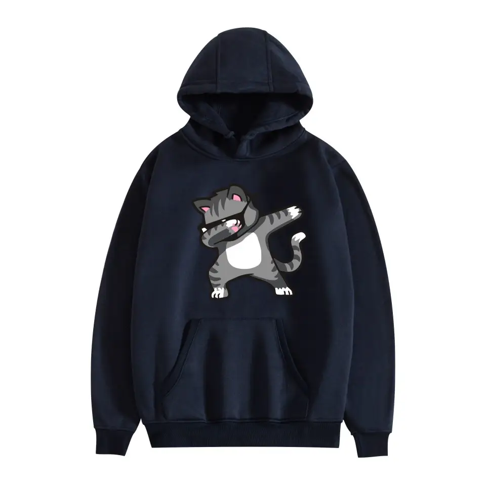 White Cat Print Hoodie for Men Women - Image 15