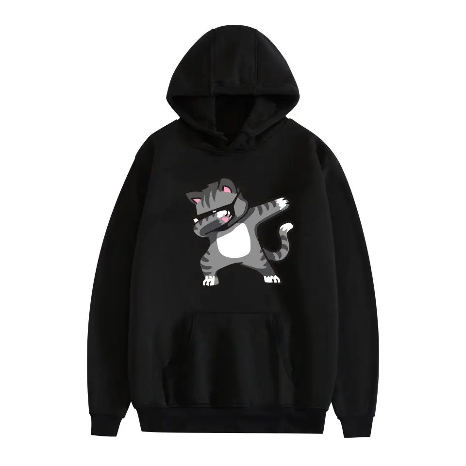 White Cat Print Hoodie for Men Women - Image 12