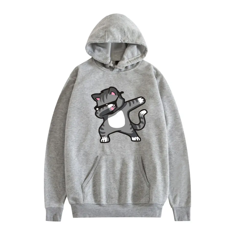 White Cat Print Hoodie for Men Women - Image 14
