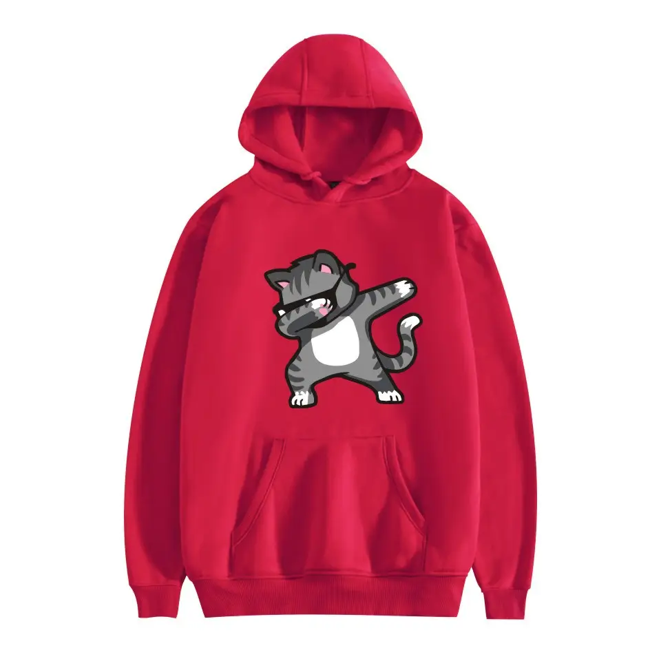 White Cat Print Hoodie for Men Women - Image 17