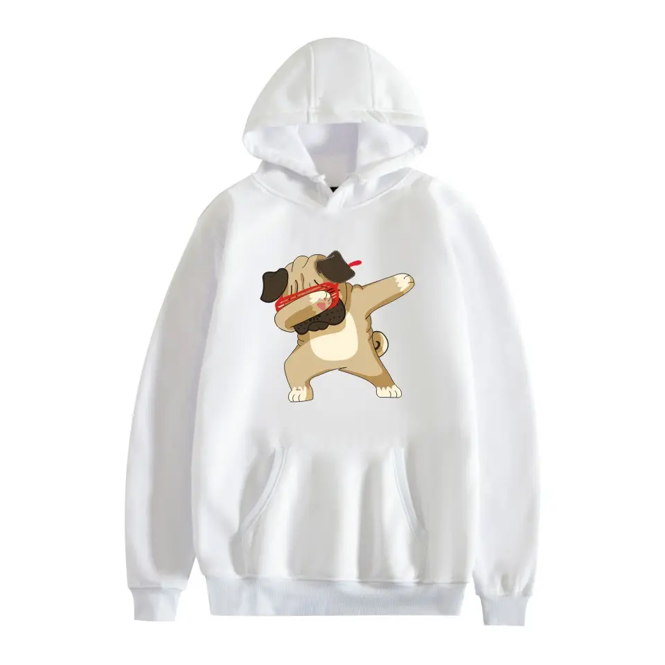 White Cat Print Hoodie for Men Women - Image 19