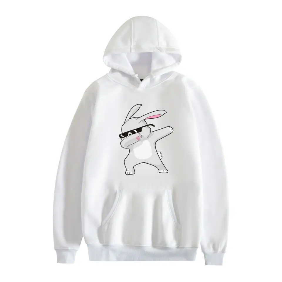 White Cat Print Hoodie for Men Women - Image 25