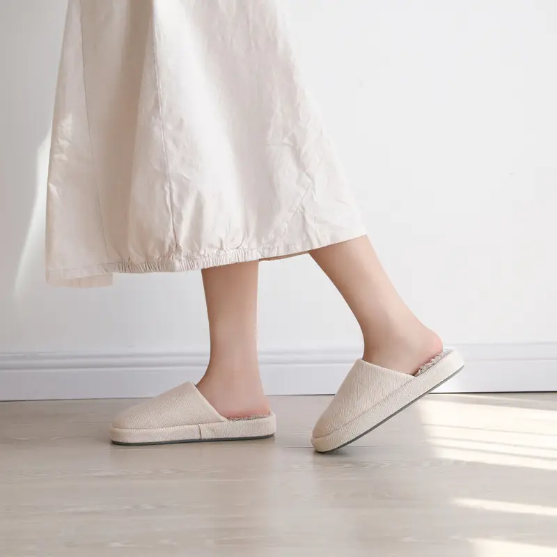 Autumn and Winter New Eva Slippers Baotou Women's Warm Lightweight Non-Slip Cotton Slippers High Heels Men's Furry Slippers