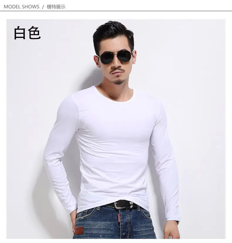 2018 Men Long Sleeve V-Neck T-Shirt Slim Fit Casual Wear - Image 14