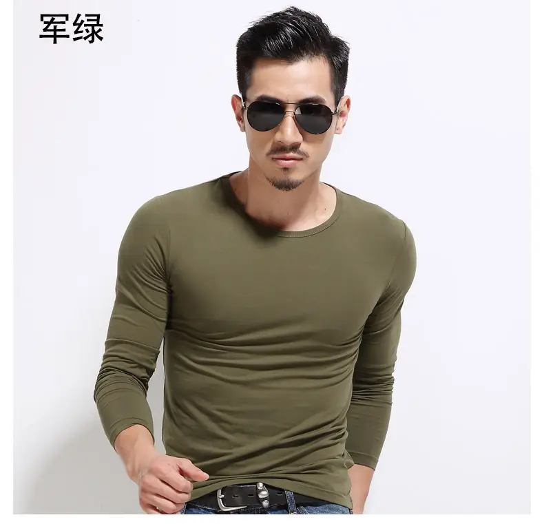 2018 Men Long Sleeve V-Neck T-Shirt Slim Fit Casual Wear - Image 17