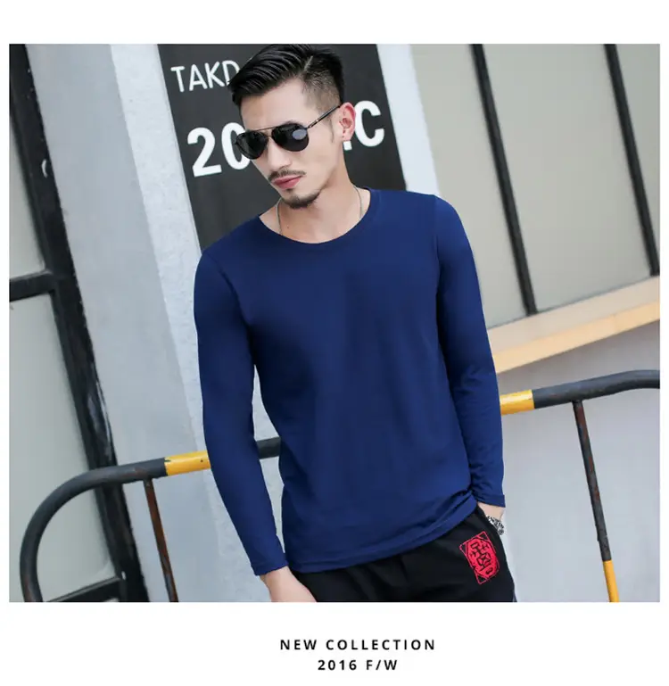 2018 Men Long Sleeve V-Neck T-Shirt Slim Fit Casual Wear - Image 21