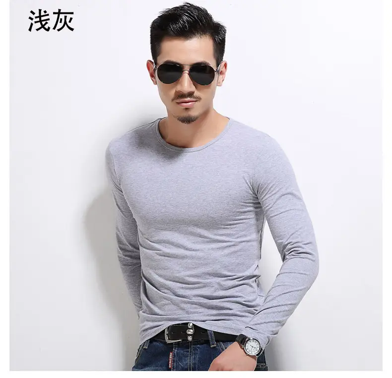 2018 Men Long Sleeve V-Neck T-Shirt Slim Fit Casual Wear - Image 12