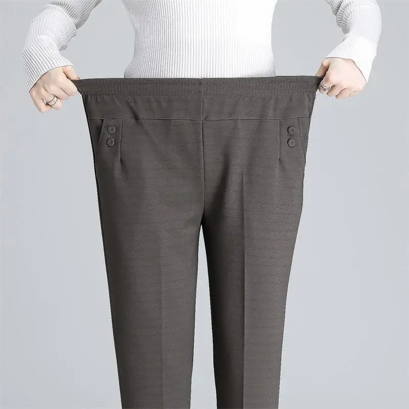 High-Waisted Elastic Straight-Leg Pants for Women