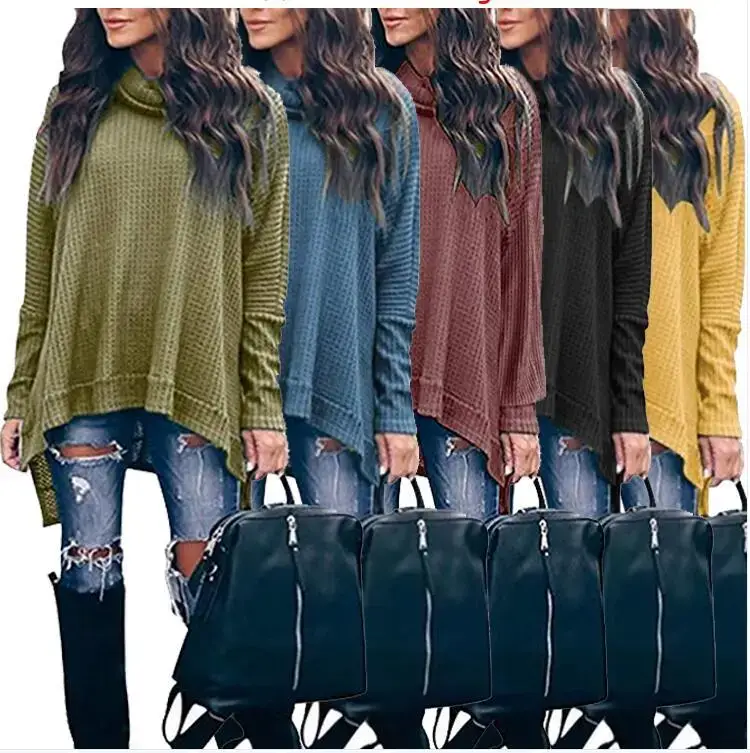 Women's Knitted High-Neck Long-Sleeve Top Yellow - Image 6