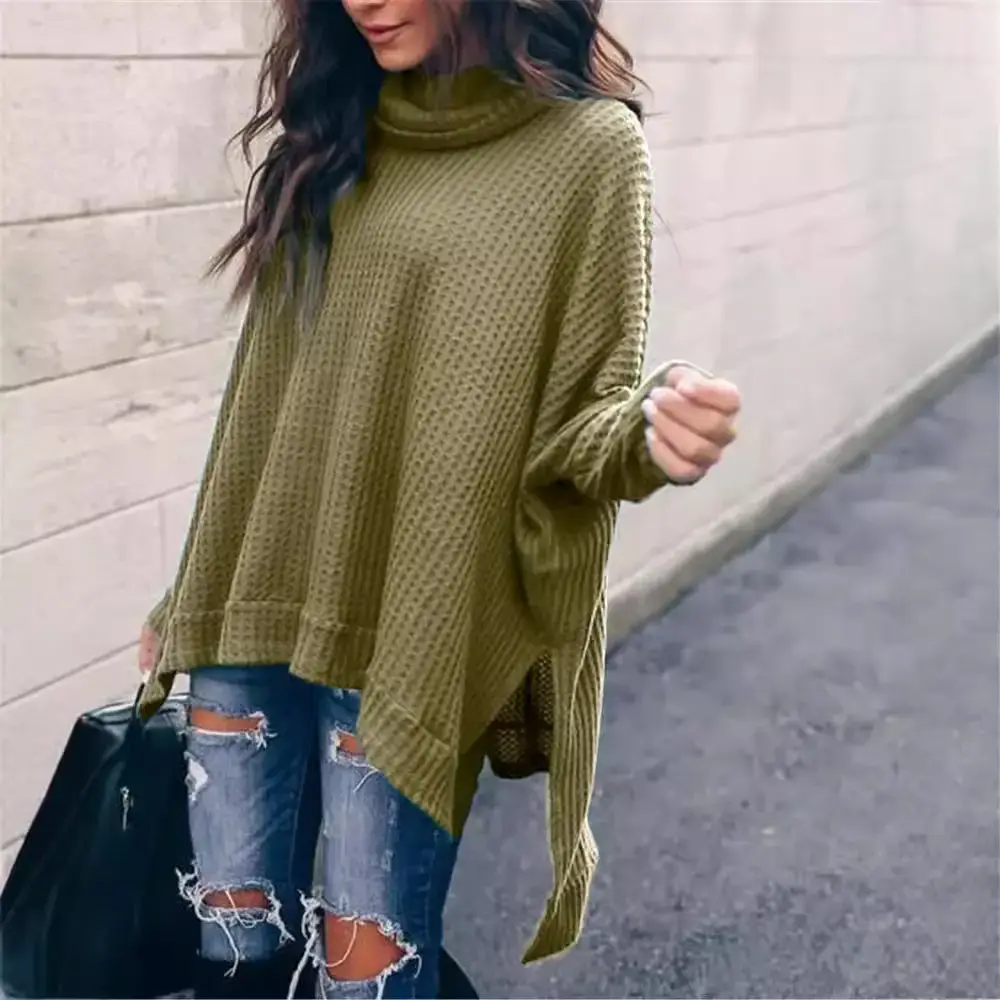 Women's Knitted High-Neck Long-Sleeve Top Yellow - Image 7