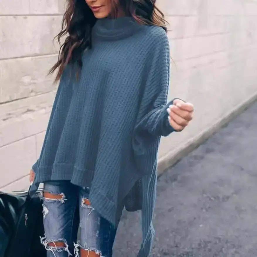 Women's Knitted High-Neck Long-Sleeve Top Yellow - Image 9