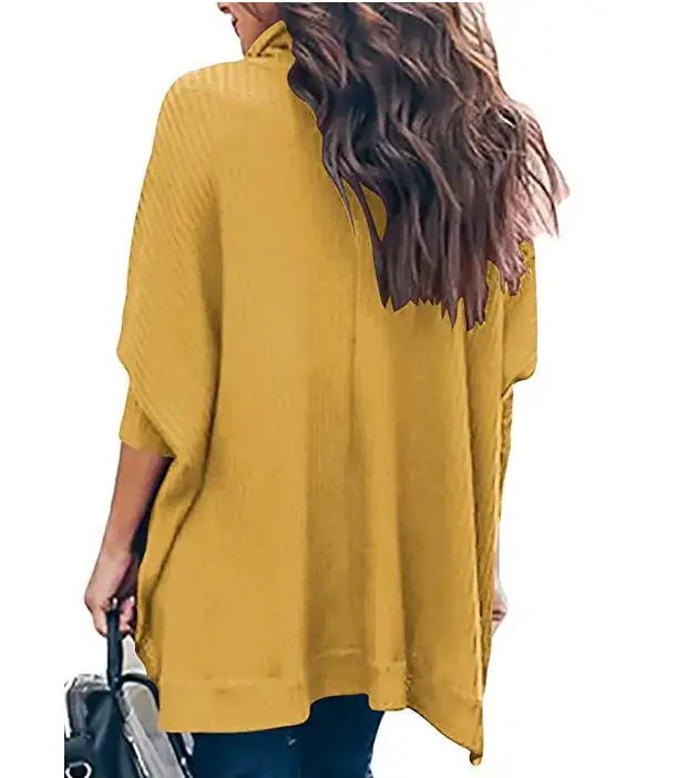 Women's Knitted High-Neck Long-Sleeve Top Yellow — feature 11