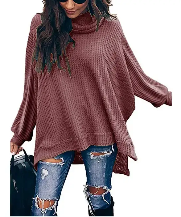 Women's Knitted High-Neck Long-Sleeve Top Yellow — feature 23