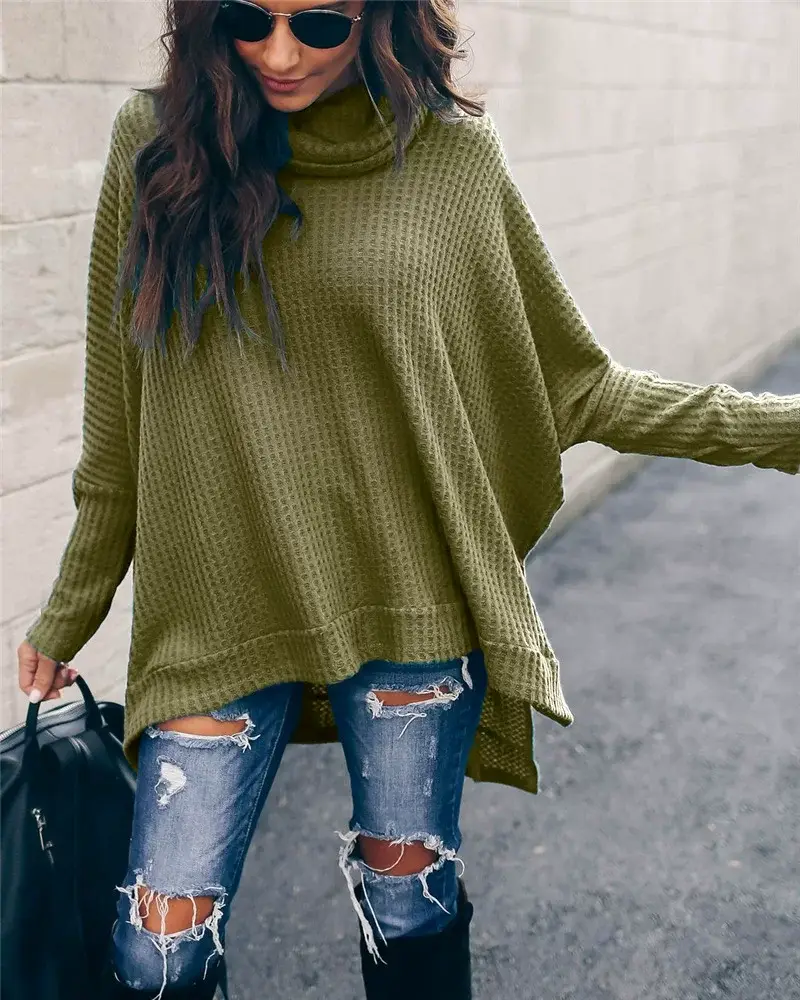 Women's Knitted High-Neck Long-Sleeve Top Yellow — feature 4