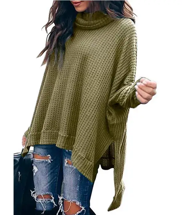 Women's Knitted High-Neck Long-Sleeve Top Yellow — feature 6