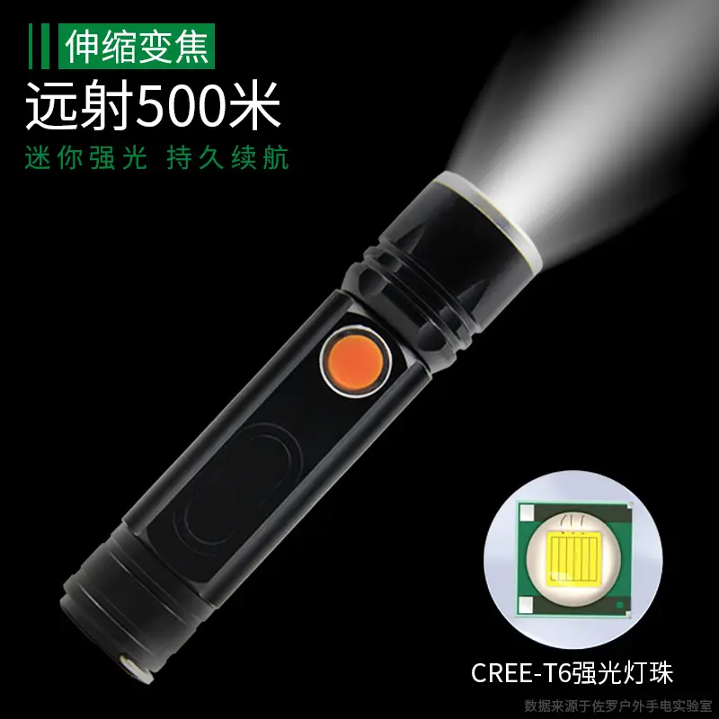 Rechargeable COB Side Light Flashlight Black - Image 2