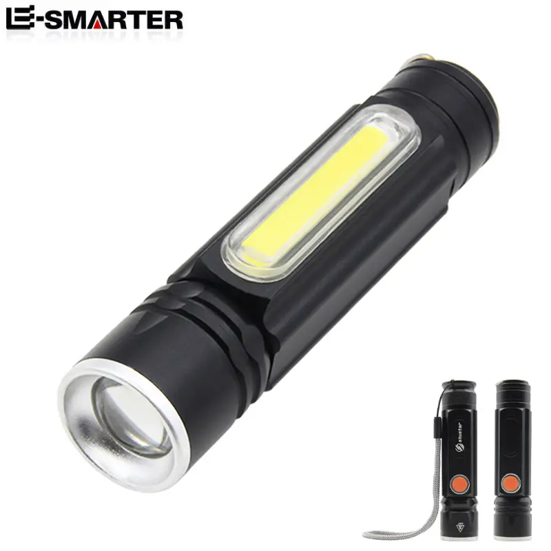 Rechargeable COB Side Light Flashlight Black - Image 5