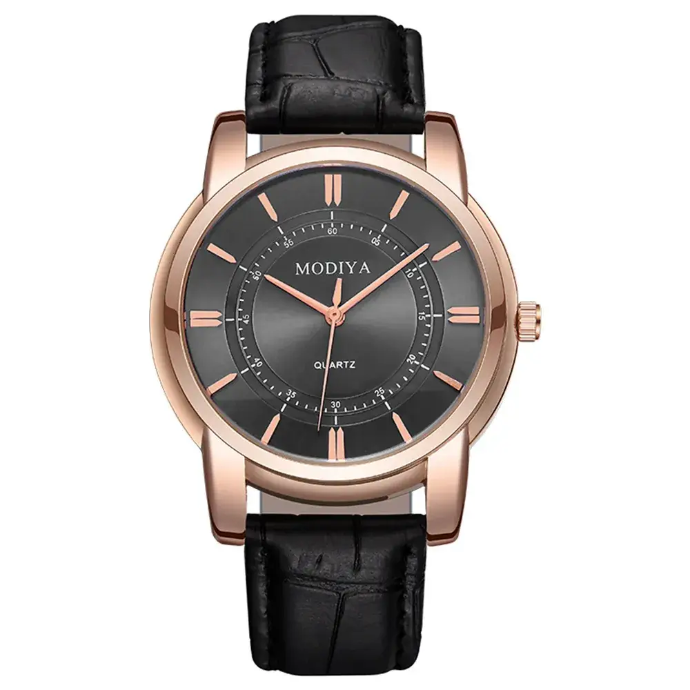 Men's Blue Quartz Watch with Rose Gold Dial - Image 6