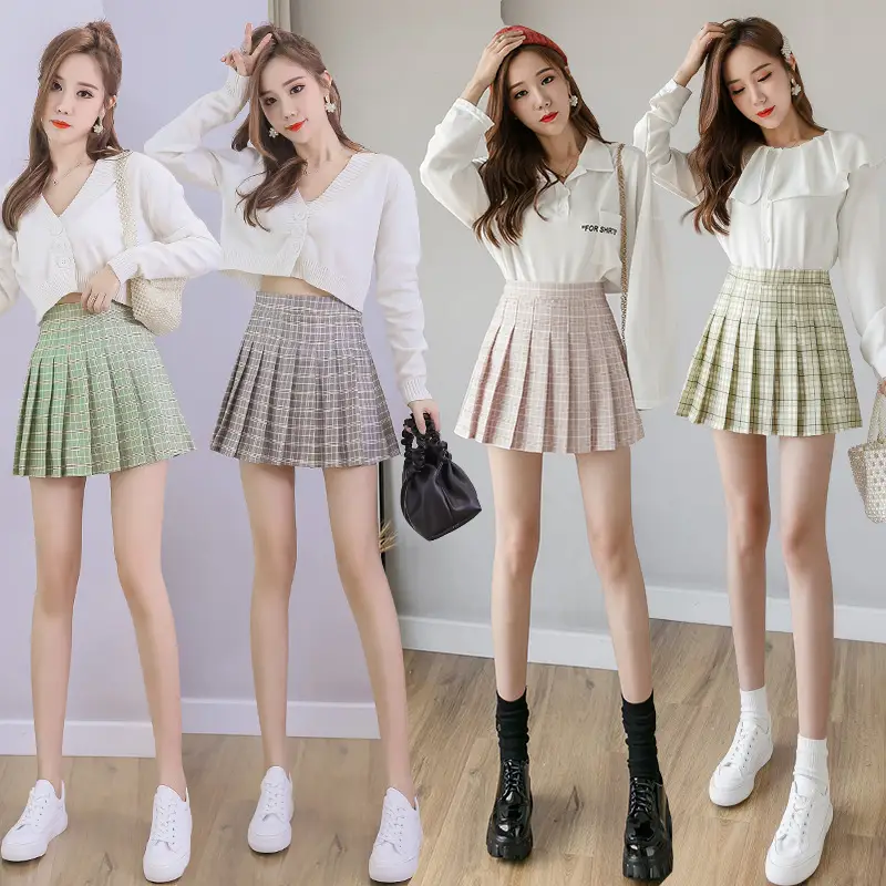 Green Plaid A-Line Skirt for Women 2026 - Image 5