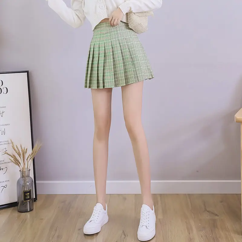 Green Plaid A-Line Skirt for Women 2026 - Image 2