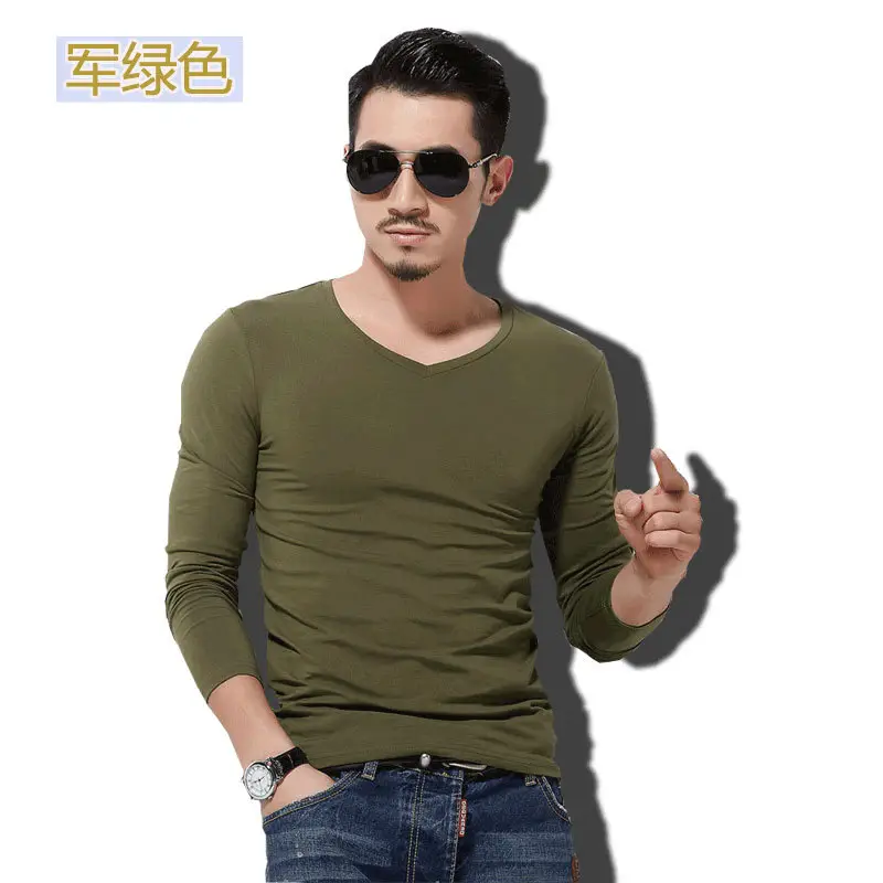 Men's Navy Long Sleeve Slim Fit T-Shirt Round Neck