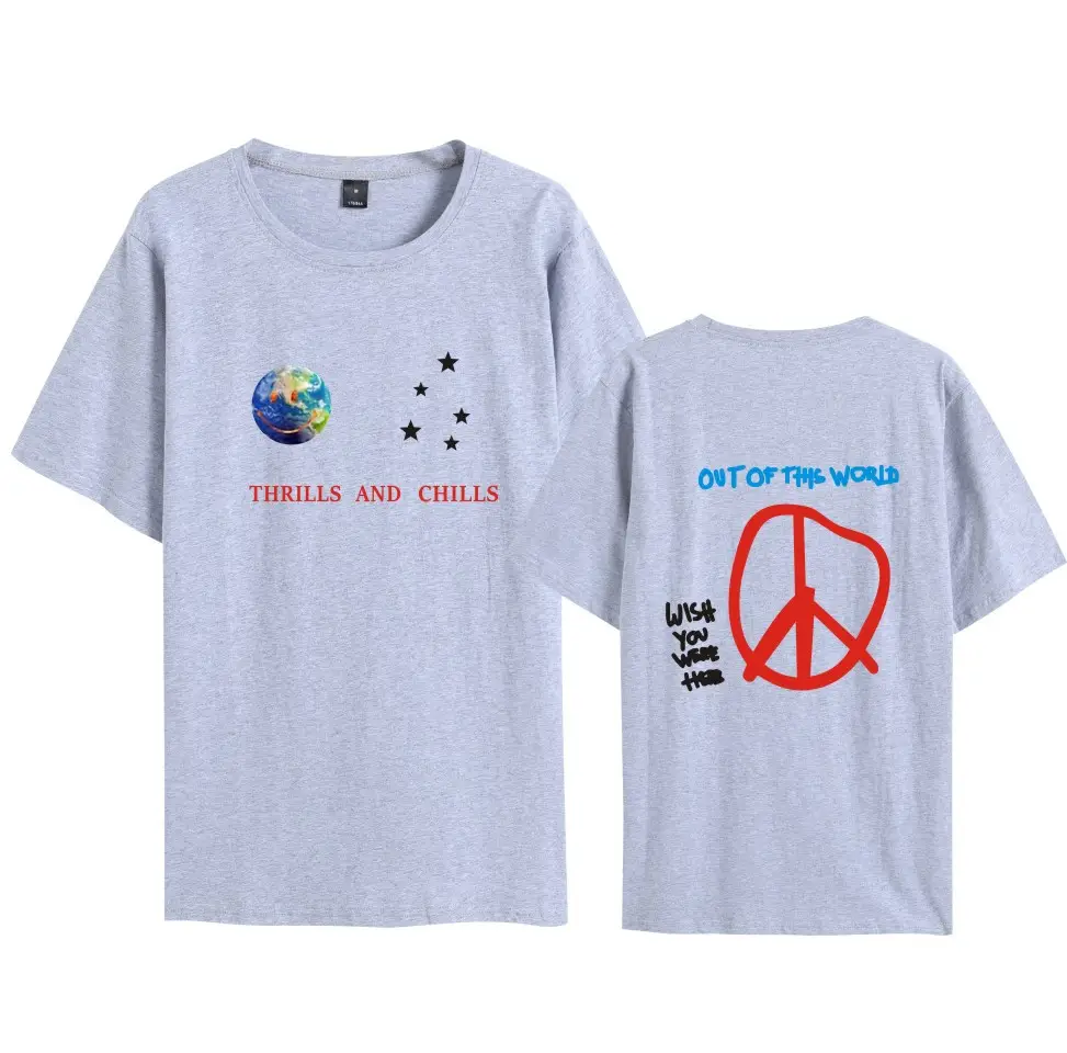 Men Women AST&World T-Shirt Set Grey Loose Short Sleeve - Image 3