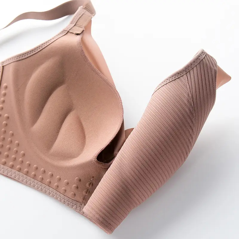Pink Ribbed Bra Set for Women Autumn Winter Comfortable Underwear - Image 10