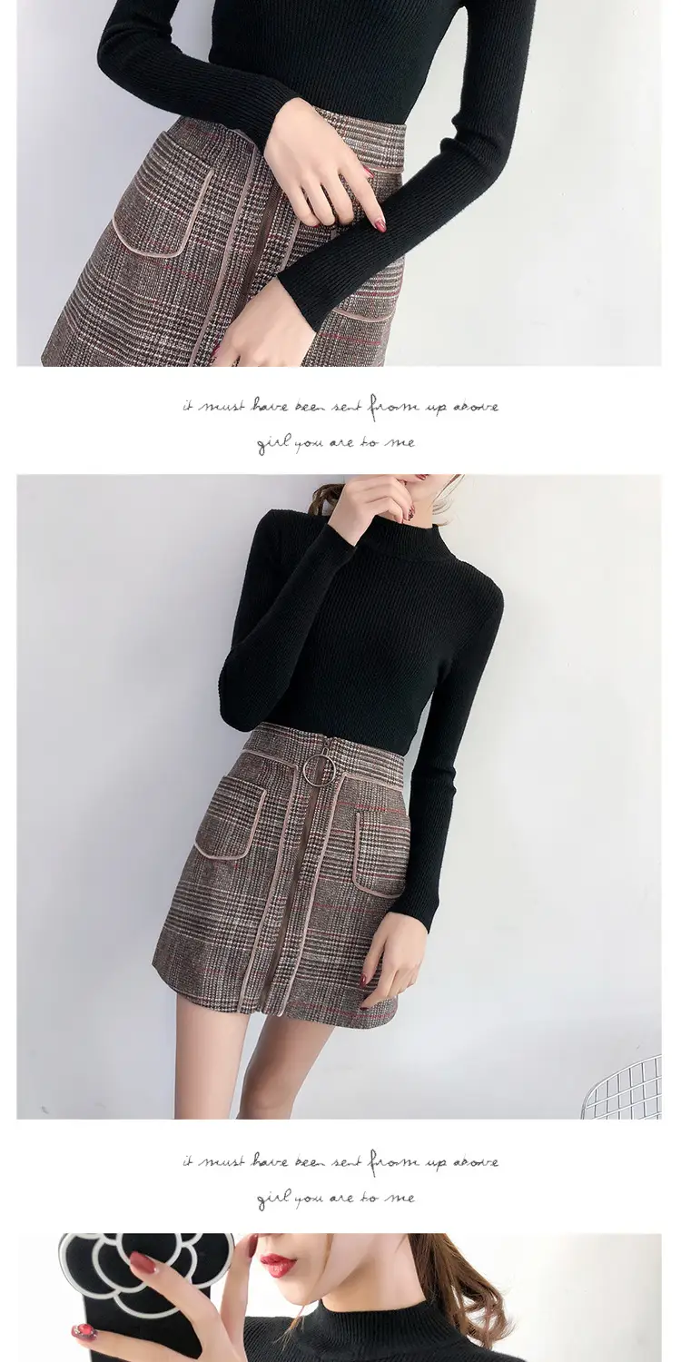 Women's Pink Knit Half Turtleneck Slim Fit Top — feature 8