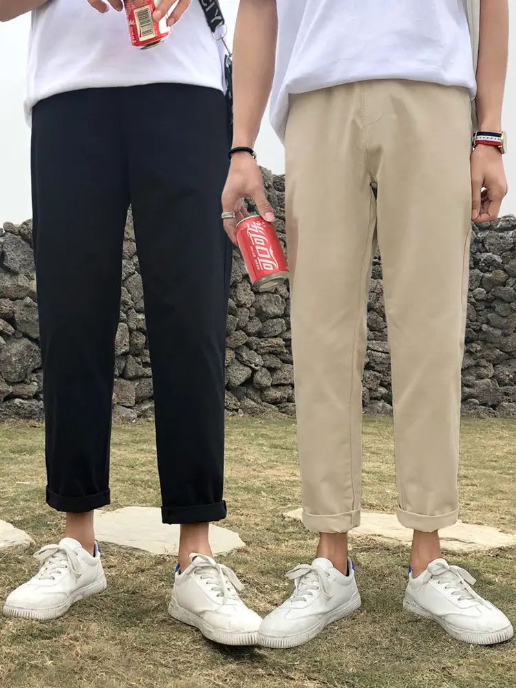 Summer Boys Khaki Loose Leg Pants Korean Fashion - Image 5