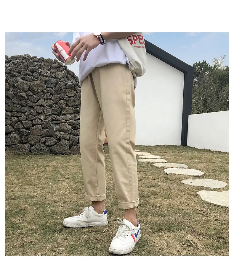 Summer Boys Khaki Loose Leg Pants Korean Fashion — feature 5