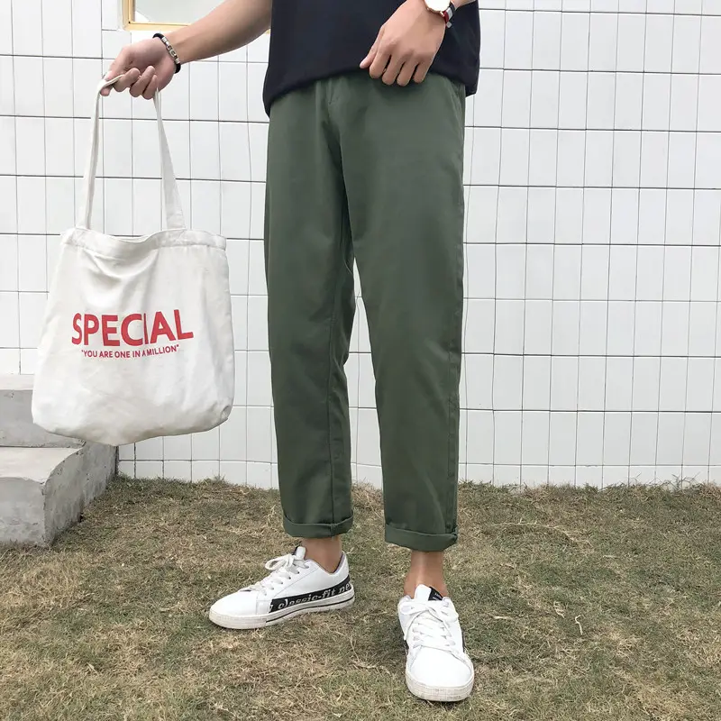 Summer Boys Khaki Loose Leg Pants Korean Fashion - Image 3