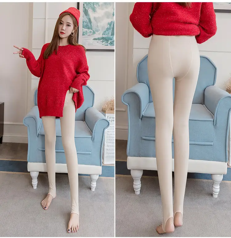 Pregnant Women's Fleece Lined Bare Leggings Warm Thick — feature 20