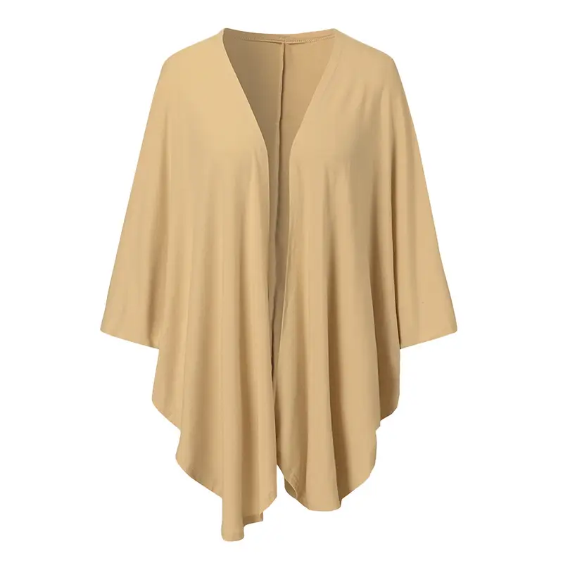 Women Long Loose Knitted Cardigan Jacket Beige - Image 7