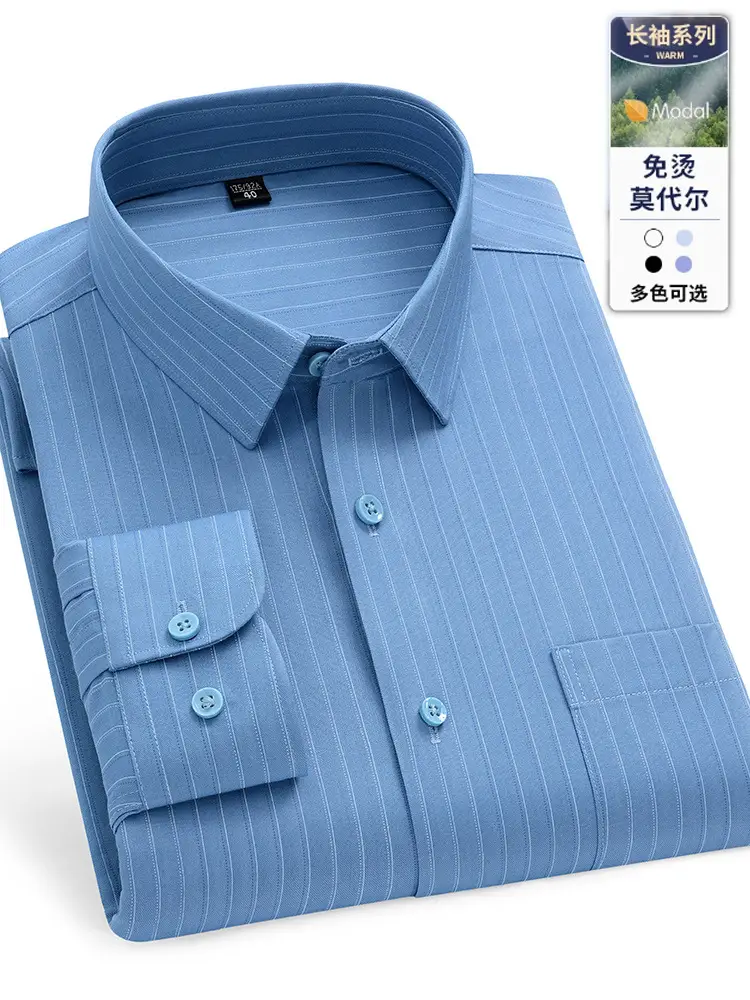Men's Blue Stretch Thin Shirt B5361 - Image 27