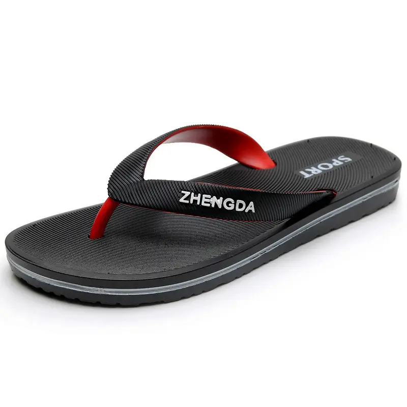 Men's Black Red Flip Flops Summer Casual Large