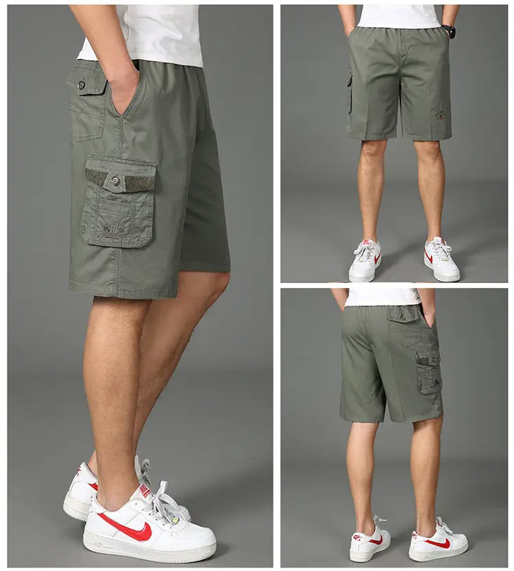 Men Pure Cotton Casual Shorts Large with Multiple Pockets — feature 6