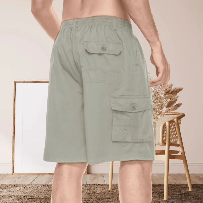 Men Cotton Shorts with 5 Pocket Pulls Black Large — feature 10