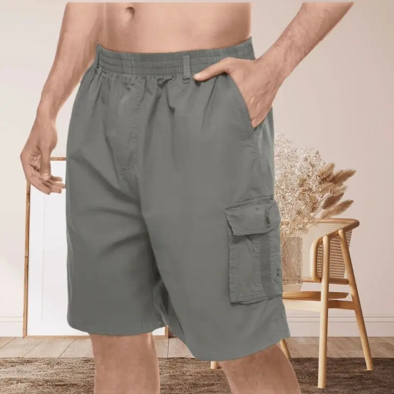 Men Cotton Shorts with 5 Pocket Pulls Black Large — feature 12