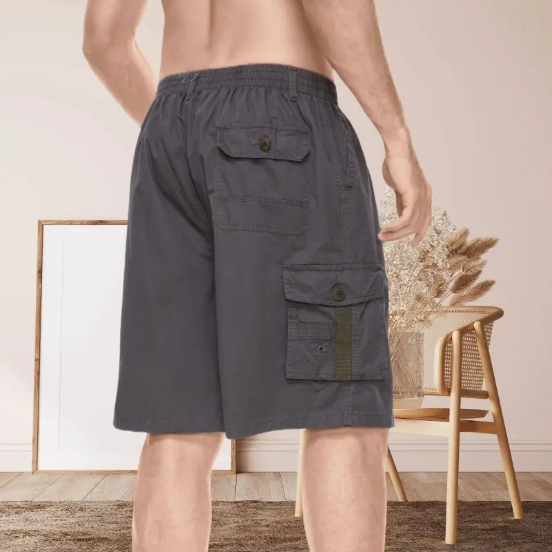Men Cotton Shorts with 5 Pocket Pulls Black Large — feature 17