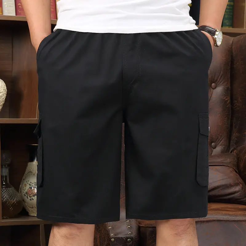Men Cotton Shorts with 5 Pocket Pulls Black Large — feature 7
